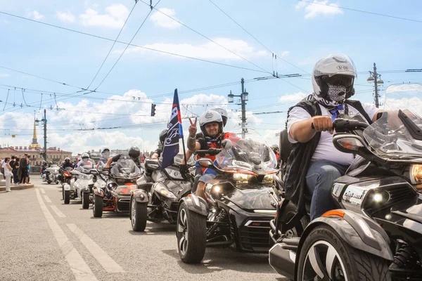 Petersburg Rusko Srpna 2018 Přehlídka Harley Davidson Historickém Centru Petrohradu — Stock fotografie