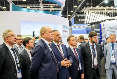St. Petersburg, Rusya - 3 Ekim, 2018. St. Petersburg Expo forumda Uluslararası yıllık gaz Forum.