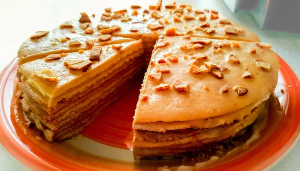 Process Making Puff Cake Napoleon — Stock Photo, Image