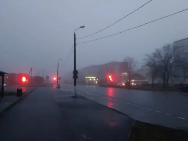 Міські Вулиці Вечірньому Тумані — стокове фото