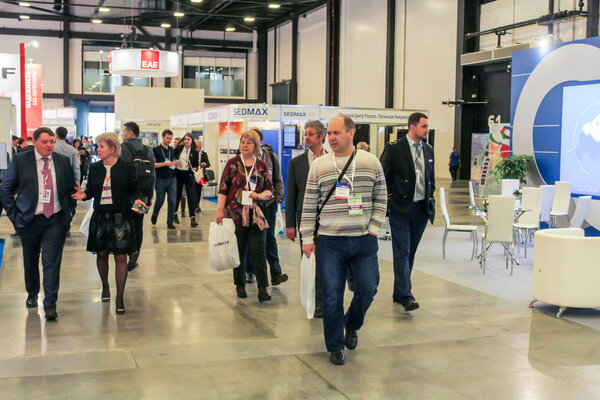 St. Petersburg, Russia - 25 April, 2017.  Business people and visitors to the energy forum in St. Petersburg.