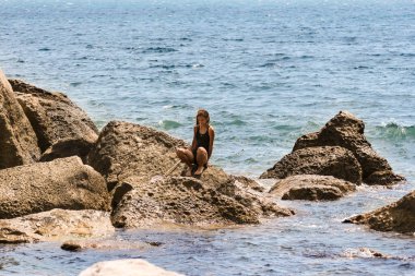 Kırım, Simeiz - 20 Temmuz, 2018. Sahil ve plajlar resort kasaba Simeiz.