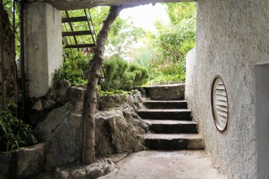 Kırım, Gurzuf ilçesi - 15 Temmuz, 2018. Çehov'ın kulübemde Gurzuf ilçesi içinde ziyaretçilere.