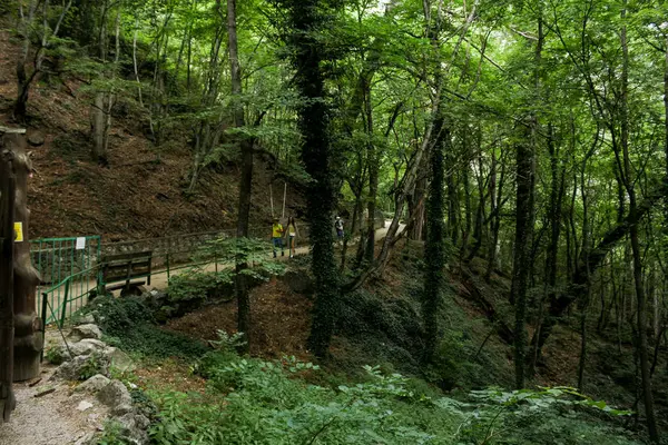 Kırım, Yalta - 19 Temmuz, 2018. Orman şelale Uchan-Su ziyaret.