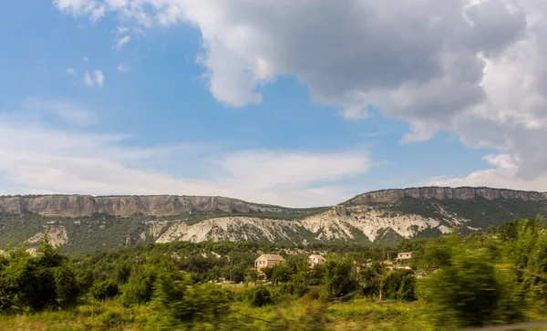 Vistas Desde Ventana Coche Movimiento Las Carreteras Crimea — Foto de Stock