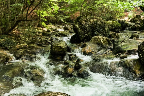 Stenen in de snelle stroom van water. — Stockfoto