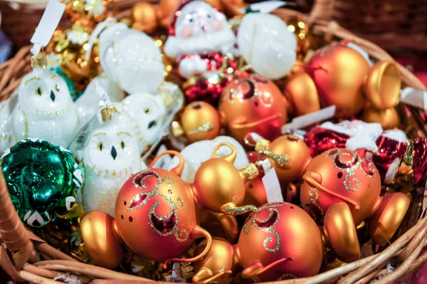Beautiful Christmas decorations in the basket. Stock Picture