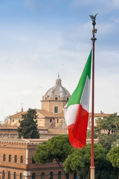 Bandera Italia Piazza Venezia Centro Roma Italia — Foto de Stock