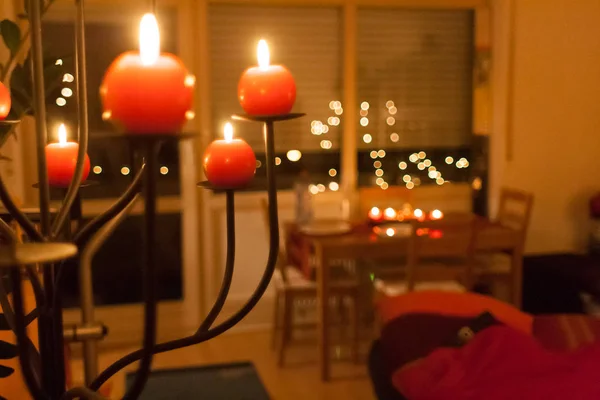 Rött Ljus Vanligtvis Förknippas Med Jul — Stockfoto