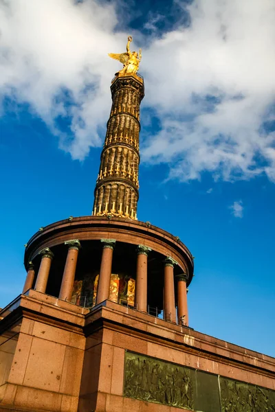 Victory Column Egy Emlékmű Berlin Németország Felújítás Naplemente Előtt 2007 — Stock Fotó