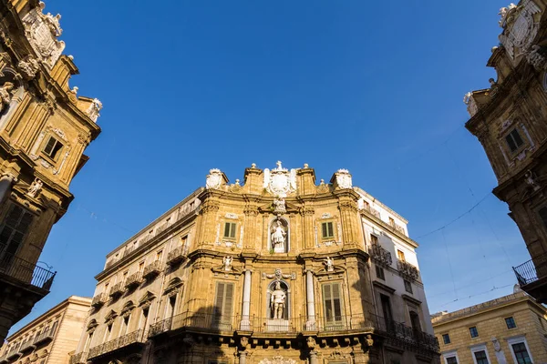 Quattro Canti Piazza Vigliena Ist Ein Barocker Platz Palermo Sizilien — Stockfoto