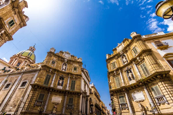 Quattro Canti Piazza Vigliena Ist Ein Barocker Platz Palermo Sizilien — Stockfoto