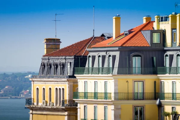 Techos Ventanas Frente Río Tajo Centro Lisboa Portugal — Foto de Stock