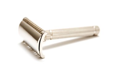 Geleneksel Çift kenar açık tarak Emanet beyaz arka plan üzerinde izole ustura