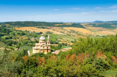 San Biagio bir Rönesans Yunan Merkez planı kilise Montepulciano, Toskana, İtalya dışında çapraz olduğunu