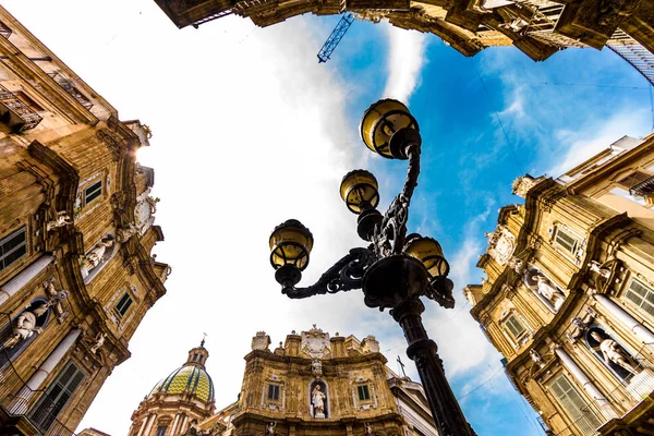 Quattro Canti Piazza Vigliena Una Plaza Barroca Palermo Sicilia Sur — Foto de Stock