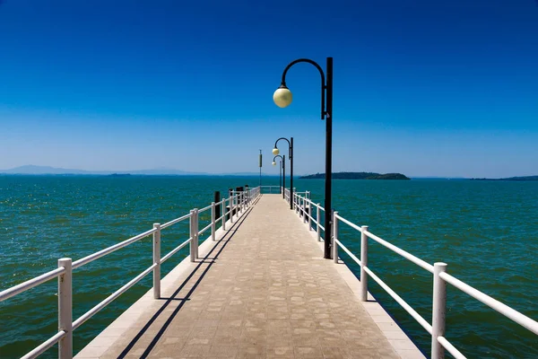 Muelle Lago Trasimeno Cerca Perugia Italia — Foto de Stock