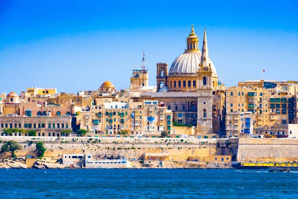 Ορίζοντα Της Valleta Πρωτεύουσα Πόλη Της Μάλτας Καλοκαίρι — Φωτογραφία Αρχείου