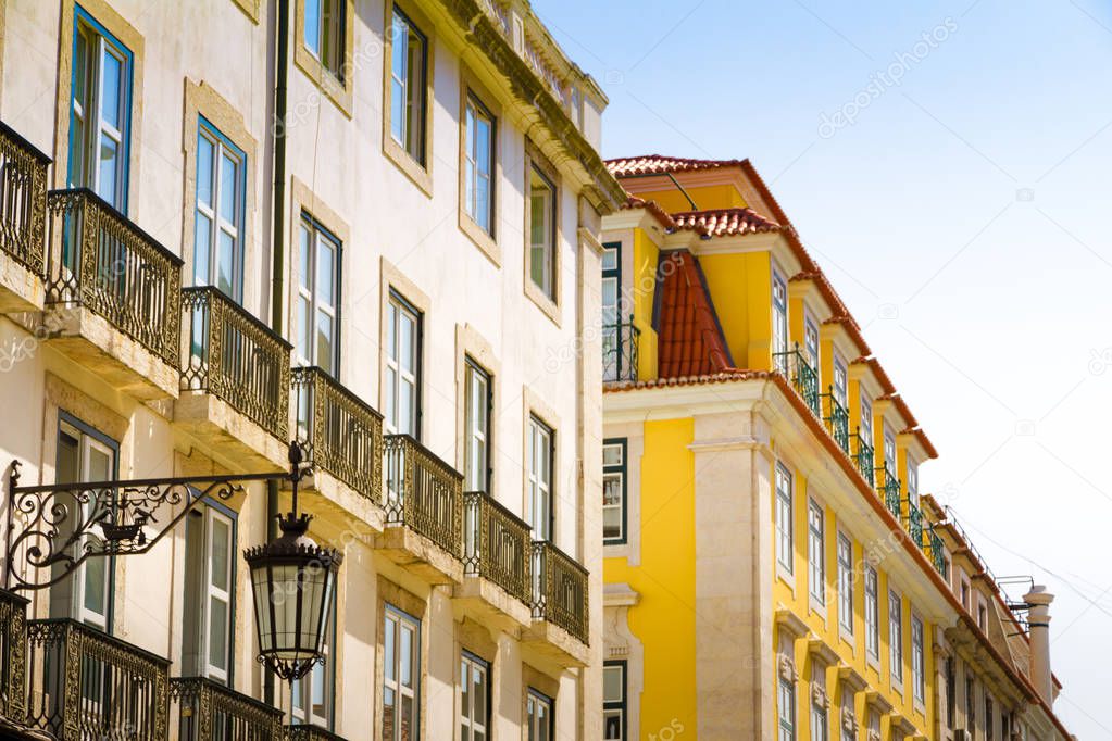 Roofs and windows in the historic center of Lisbon, Portugal
