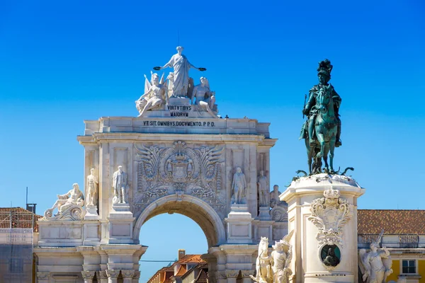 Triomfboog 1873 Standbeeld Commerce Square Stad Van Lissabon Portugal — Stockfoto