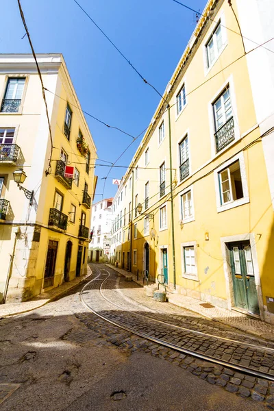 Tranvías Calles Centro Histórico Lisboa Portugal — Foto de Stock