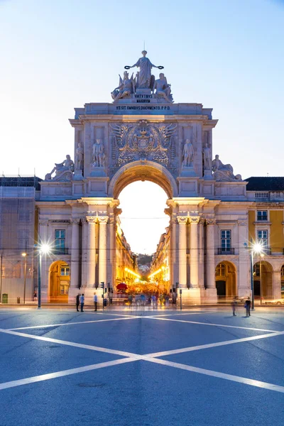 Piazza Del Commercio Nel Centro Lisbona Portogallo Tramonto — Foto Stock