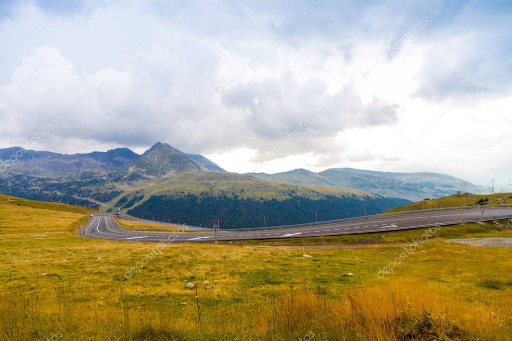 View of Andorra mountains near Pas de la casa ( translates: the pass of the house)