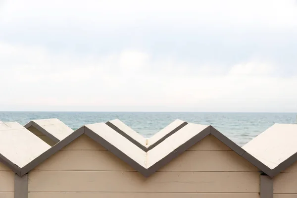 Follonica Beach Bathing Huts Front Thyrrenian Sea Italy — Stock Photo, Image