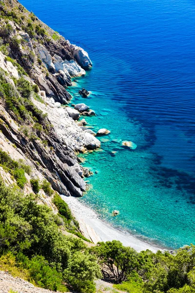 Praia Punta Nera Itália Está Localizada Lado Oeste Costa Elba — Fotografia de Stock