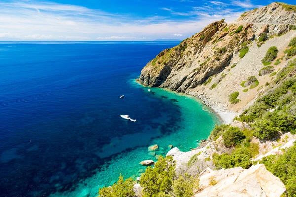 Praia Punta Nera Itália Está Localizada Lado Oeste Costa Elba Imagens Royalty-Free