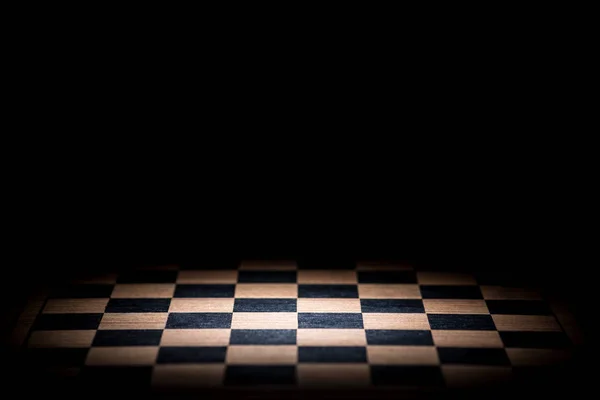 Abstract Chessboard Dark Background Lighted Snoot — Stock Photo, Image