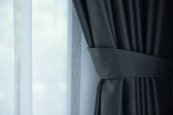 bundle gray black curtain on white curtain background