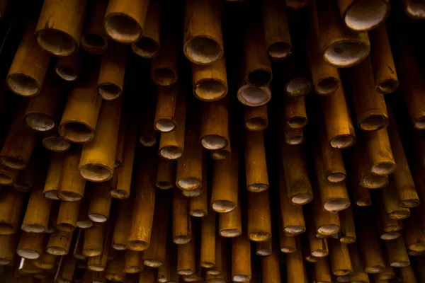 Abstract bamboo wood decoration on roof — Stock Photo, Image