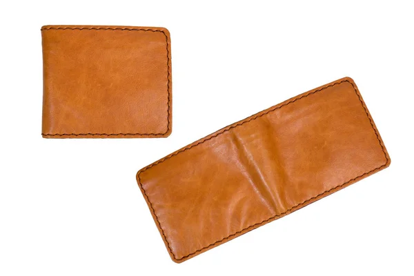 Brązowy portfel mężczyźni na białym tle — Zdjęcie stockowe