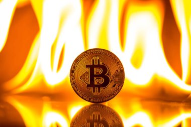 bitcoin yangın alevler arka plan