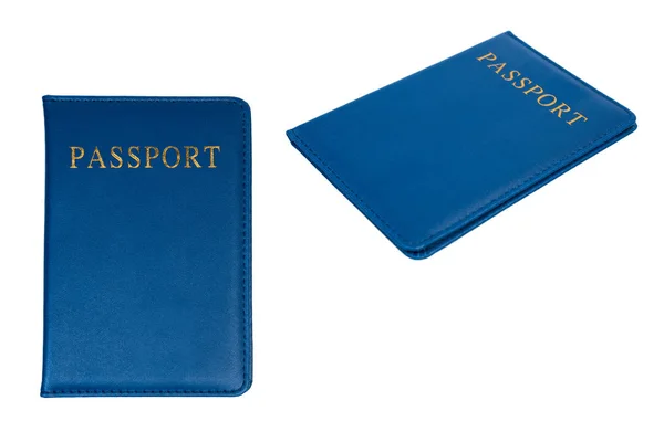 Blue passport cover book isolated on white background — Stock Photo, Image