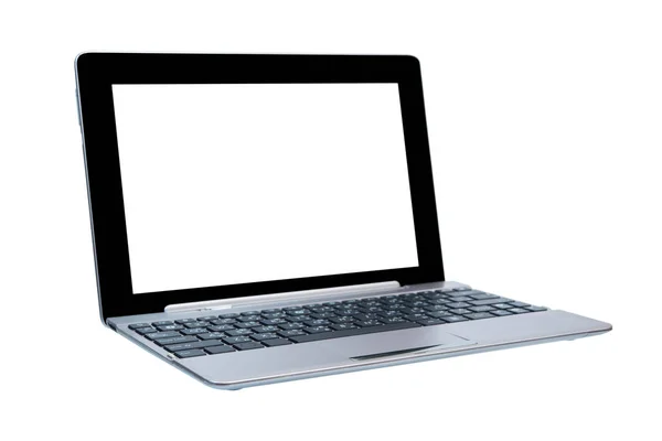 흰색 배경에 격리 된 슬림 노트북 컴퓨터 — 스톡 사진