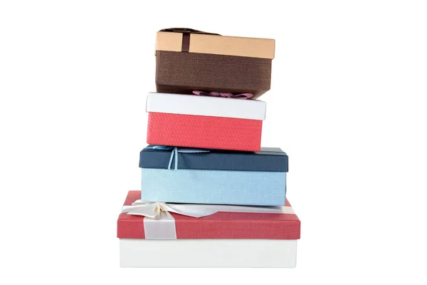 Stack of giftbox isolated on white background — Stock Photo, Image