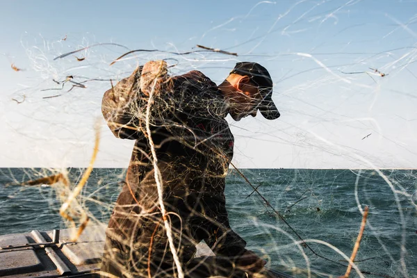 Los Pescadores Están Pescando Mar — Foto de Stock