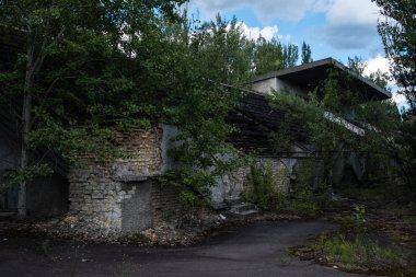 Pripyat, Ukrayna, 08.08.2018 hayalet kasaba Merkezi Stadyumu