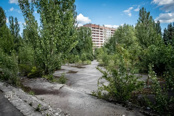 Hayalet Kasaba Pripyat Ukrayna 2018 Lenin Sokakta Binada — Stok fotoğraf