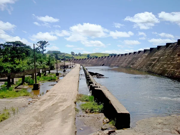 Vista Presa Salto Ciudad Francisco Paula Con Cielo Azul Nubes — Foto de Stock