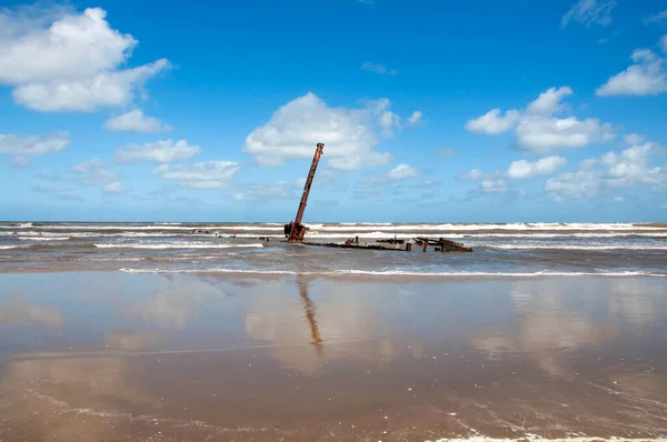 Bateau Ruine Échoué Bord Plage Praia Cassino Rio Grande — Photo