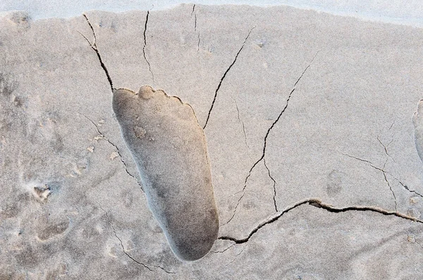 Ανθρώπινο Αποτύπωμα Στην Άμμο — Φωτογραφία Αρχείου