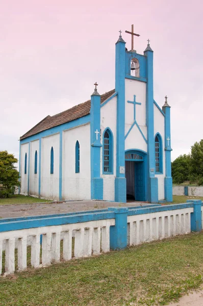 Pequeña Iglesia Azul Con Blanco Rio Grande Rio Grande Sul —  Fotos de Stock