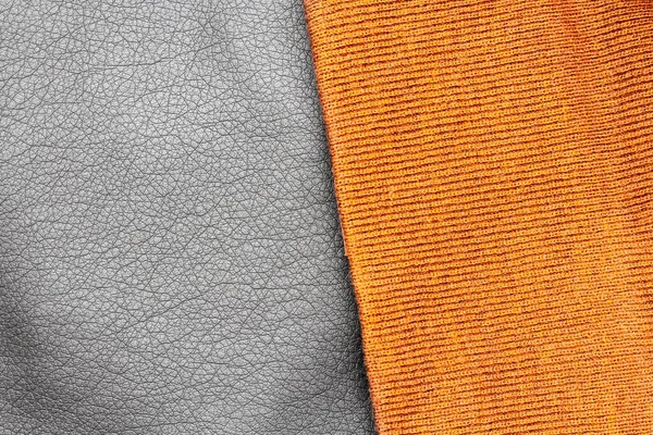 Zblízka Černá Vinobraní Stylová Módní Kožená Bunda Textura Moderní Oranžový — Stock fotografie
