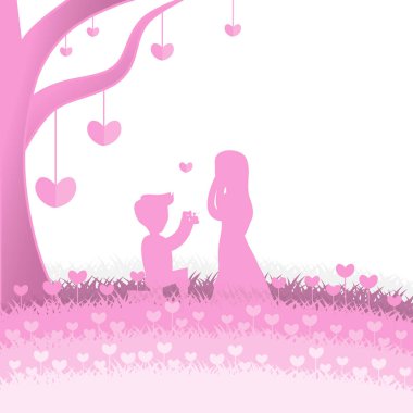 Sevgililer günü için vektör tasarımı evlenmek bir kız için diz çökmüş adam