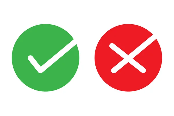 Rood Groen Kruis Pictogram Symbool Vector Ontwerp Controleren — Stockvector