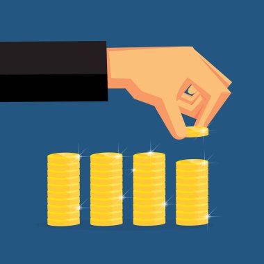 Kapmak paraları katmanlar halinde düzenlenir. İşletme Finansı için vektör tasarımı.