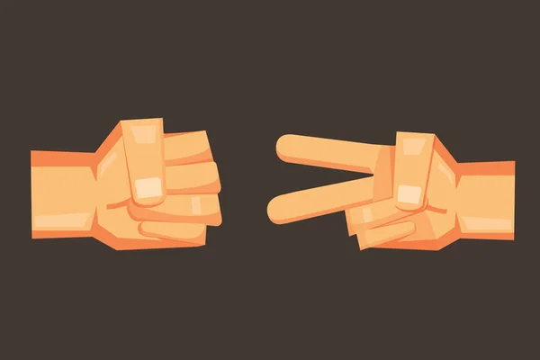 Rock Paper Scissors Vektor Cartoon Hand Design — Stockvektor